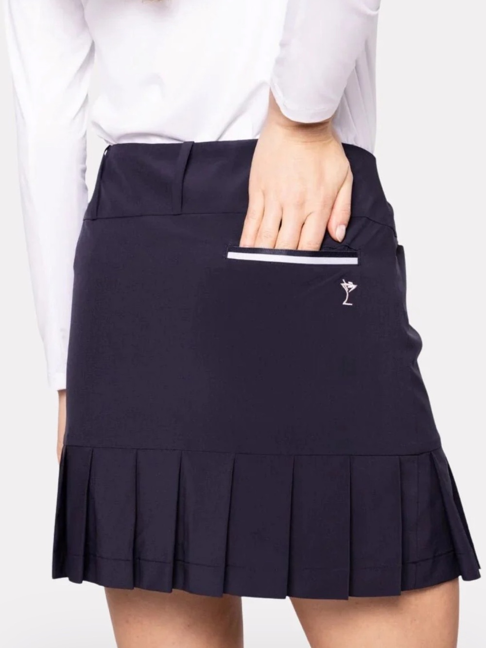 Pleated Hem Mini Skort in Navy for Golf